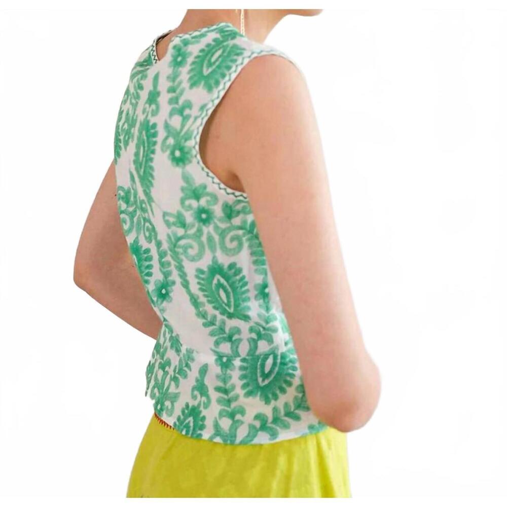 NEW NIMO WITH LOVE angelica blouse in white green ornament embroidery - Picture 3 of 6